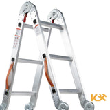 ▶ Escalera Multiposiciones 12 Peldaños con Charolas – Soporta hasta 150 kg – Escalera de Aluminio 3.5 MTS – Plegable – Escalera Multipropósito – Tipo Tijera – Andamio – Escalera Recta