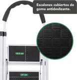 ▶ Escalera Plegable De 3 Peldaños, Aluminio, Escalera de Tijera para Interior y Exterior, Portátil Multifuncional
