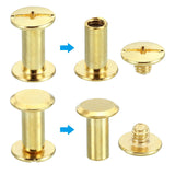 🔩 PATIKIL 50 Juegos Chicago Tornillos de Unión Phillips M5X12mm Remaches de Cuero Sujetadores de Latón Conectores de Acero para Cuero Cinturones Fotos Recortes Álbumes Dorados