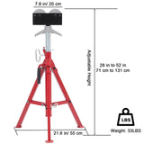 ▶ Soporte de tubería portátil con cabezal de rodillo de 28 a 52 pulgadas, altura ajustable de 2500 libras de capacidad, soporte de tubería plegable de 1/8 a 12 pulgadas, soporte de acero