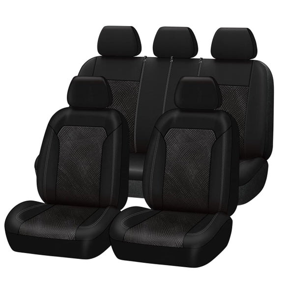 ▶Juego completo de fundas para asientos de coche Flying Banner. Se adaptan a la mayoría de coches, camiones, SUV y furgonetas. Cómodas, compatibles con airbag. Jacquard y poliéster (hilo negro y gris, juego completo - espalda baja).