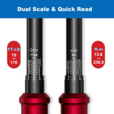 ▶ Llave de torque o dinamométrica  De 1/2 Pulgada - 10-170 Ft.Lb/13,6-230,5 Nm, Llave Dinamométrica De 72 Dientes Ajustable De Doble Dirección Con Hebilla Para Mantenimiento De Bicicletas, Motocicletas Y Aut