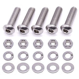 Tornillos de cabeza de botón de acero inoxidable de 5/16-18 x 1 pulgada con tuercas hexagonales, arandelas planas, acero inoxidable 304 (18-8), rosca completa, unidad hexagonal Allen, 10 juegos