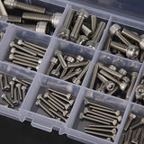 135pcs fijar M2.5 M3 M4 M5 M6 M8 304 tornillos de casquillo de cabeza hexagonal de acero inoxidable con caja de plástico transparente