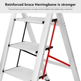 ▶ Escalera Plegable de 3 Peldaños, Estantería Portátil, Taburete Antideslizante, Ligera para el Hogar y Oficina, Capacidad de 150KG (3-Blanco)