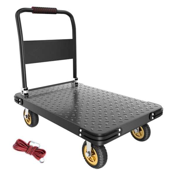 Carrito de Plataforma para Camión de 45*70*80CM, Carro de Plataforma Plegable con 5in Ruedas Giratorias,Capacidad de Carga 300 KG para Uso en Almacenes,Mudanzas,Compras,Hogar y Oficina（Negro）