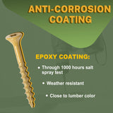 🔩 LIONMAX - Tornillos de cubierta de 3 pulgadas, tornillos de madera #10 x 3 pulgadas, 300 unidades, resistentes a la corrosión, revestimiento de epoxi exterior, tornillos de cubierta para exteriores,