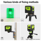 Nivel láser 3 puntos verde autonivelante con puntos de plomada para soldadura y posicionamiento de referencia de puntos, rango de trabajo de 60 m, soporte magnético incluidos - 9300G