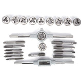 ▶ Juego de machos y matrices roscados de 24 piezas, juego de herramientas roscadas internas y externas estándar métrico y SAE con caja, Juego De Machuelos Y Tarrajas