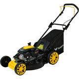 Cortadora de césped Motor a Gasolina Cuchilla de 53 Cm 21 Pulgadas Potencia de 6.5 HP Cortacesped Profesional 173 CC 3 en 1 Descarga Lateral Bolsa Trasera para Residuos de 65L y Funcion Mulching