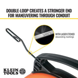 ▶ KLEIN TOOLS Guía jalacables de acero + carcasa optimizada para menor fricción | Mango de agarre firme | Guia para cable electrico|Guia jalacables|Marcado con láser para precisión KLEIN TOOLS