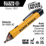 Klein Tools  Kit de probador eléctrico con bolígrafo de prueba de bajo voltaje sin contacto, probador de receptáculos GFCI, de 50 a 1000 V CA y CA, 2 piezas