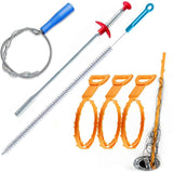 ▶ Limpieza de Alcantarilla Gancho de , Herramientas Limpiadoras para Eliminar Obstrucciones, Incluir 3 Serpientes de Drenaje, 3 Limpiadores de Acero Inoxidable, para Limpieza de Drenaje (6)