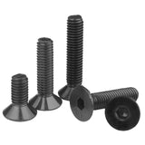 HanTof - Juego de 125 tornillos hexagonales de cabeza plana de acero de aleación de grado 10.9, tornillos M3 x 8/12/16/20/25 mm, tornillos hexagonales de cabeza Allen con llave hexagonal, acabado de