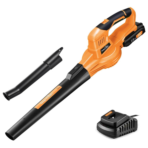 Soplador de hojas inalámbrico de 20 V con batería y cargador, soplador eléctrico de hojas para limpieza de patio, soplador de hojas ligero alimentado por batería para soplar nieve (batería y cargador incluidos)