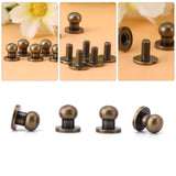🔩 20 Unids Clavo Remache, Bronce Botón de Cabeza Redonda Tornillos de Botón DIY Accesorios de Artesanía de Cuero para el Cinturón Bolso Monedero, 8x6mm
