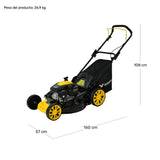 Cortadora de césped Motor a Gasolina Cuchilla de 53 Cm 21 Pulgadas Potencia de 6.5 HP Cortacesped Profesional 173 CC 3 en 1 Descarga Lateral Bolsa Trasera para Residuos de 65L y Funcion Mulching