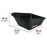 Carretilla 6 ft3, bandeja plástica, llanta neumática reforzada Truper