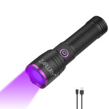 ZARLURY Lámpara de Luz Negra Ultravioleta de 365nm, Linterna UV USB Recargable de Alta Potencia,Luz Ultravioleta para Orina de Mascotas, Escorpiones, Higiene, Joyas, Billetes, Resina curada,IPX5