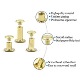 🔩 Alloygold Juego de 75 tornillos de encuadernación dorados Chicago surtidos, 3 tamaños de tornillo redondo de cabeza plana, remache de clavo, botón Chicago para manualidades, decoración de cuero, encuadernación (M5 x 6, 10, 12)