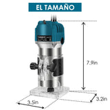 Routers de velocidad variable Madera, Herramienta de Enrutador de Recortador de Madera 800W de Velocidad 30.000 RPM, Madera Compacto Recortadora de Manos Eléctrica con 15 Brocas de 6,35 mm, Para Ranura, de Corte, Grabado