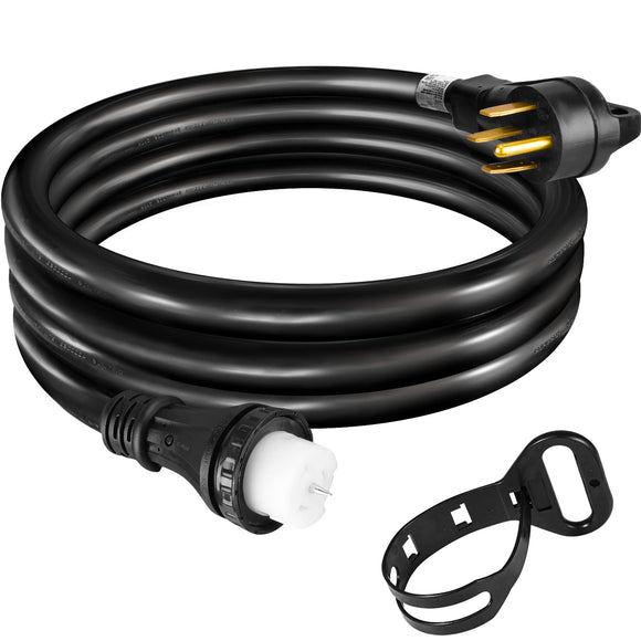 ▶ Generator Extension Cord 15Ft 4 Prong STW 6/3 + 8/1 Generator Locking Power Cord 50 Amp250V UL & ETL Listed Up to 12500W Heavy Duty Generator Cord N14-50P SS2-50R Twist Lock Connector with Organizer