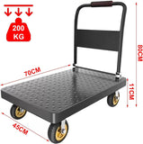 Carrito de Plataforma para Camión de 45*70*80CM, Carro de Plataforma Plegable con 5in Ruedas Giratorias,Capacidad de Carga 300 KG para Uso en Almacenes,Mudanzas,Compras,Hogar y Oficina（Negro）