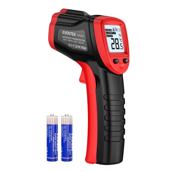 Termómetro infrarrojo Eventek, termómetro láser infrarrojo, sin contacto, de -50 °C a 420 °C (-58 °F - 788 °F), pistola de temperatura digital, no médica, no para el cuerpo humano, para medir la