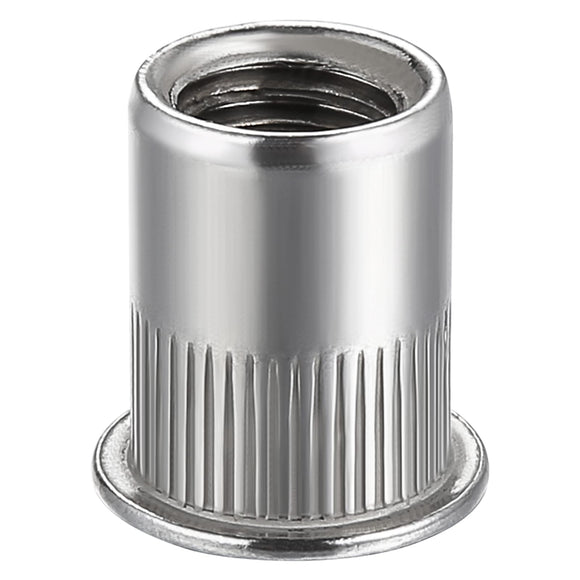 🔩 Wensilon - 200 tuercas de remache M6 métricas de acero inoxidable con acabado 304, cabeza plana, tuerca de inserción roscada, cuerpo moleteado