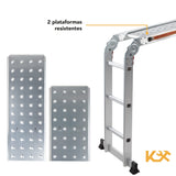 ▶ Escalera Multiposiciones 12 Peldaños con Charolas – Soporta hasta 150 kg – Escalera de Aluminio 3.5 MTS – Plegable – Escalera Multipropósito – Tipo Tijera – Andamio – Escalera Recta