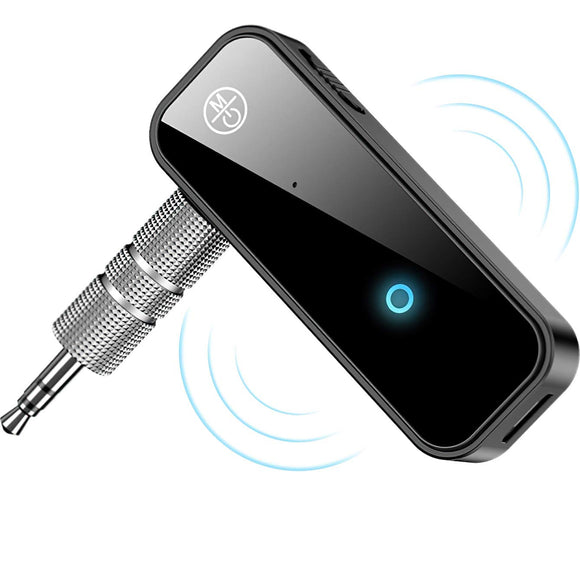 Receptor Bluetooth 5.0 para Auto,Bluetooth Música Audio Estéreo Receptor,Mano Libre Bluetooth Receiver de Coche AUX de Audio 3.5mm,para MP3 Coche Música Sistema de Sonido Llamar Micrófono Incorporado