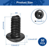 MroMax - 50 tornillos de cabeza de botón M4 x 6 mm, acero de aleación de grado 10.9, unidad de enchufe Allen, acabado de óxido negro, rosca completamente a máquina