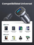 ▶ Cargador Auto 24W, USB C Adaptador de Coche PD 20W y QC 18W, Quick Charge 3.0 con Enchufe Plegable, Compatible con iPhone 17 Pro MAX, iPad, Galaxy S25 S24 S23, Pixel 10 9 8