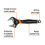 ▶TRUPER Llave ajustable (perico) 8" boca ancha Comfort Grip