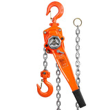 Polipasto de cadena de palanca manual, 1-1/2 toneladas de 3500 libras, capacidad de 10 pies, acero al carbono galvanizado G80 con freno Weston doble pata, cadena automática y gancho de