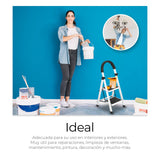 ▶ Escalera de Tijera de 2 Peldaños, Escalera Tubular, Escalera Plegable Hecha de Acero Inoxidable, Escalones y Patas Antideslizantes, Altura Maxima 88cm Color Blanco/Negro (2 Peldaños)