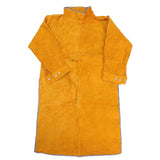 ▶Jewboer - Delantal de piel con manga, chamarra de soldadura resistente al calor y fuego, para hombres y mujeres, Marrón, Size-XL