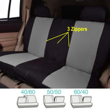 ▶ Juego Completo de Fundas de Asiento de Coche Asientos Delanteros y Traseros de poliéster,Compatible con Bolsas de Aire, Banco Trasero Dividido, Color (Negro Gris)