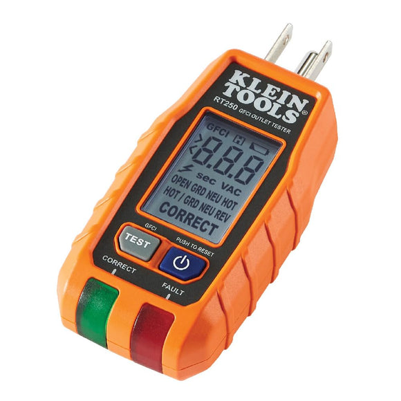 | Probador de Tomacorrientes  |KLEIN TOOLS  Detección de cableado con pantalla LCD y prueba GFCI | Probador de corriente | Detector de voltaje | Medición precisa y fácil de usar