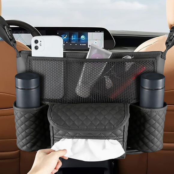 LuzCadaVez Soporte para Bolso de Coche Porta Bolsa para Carro con Múltiples Bolsillos Correas Entre Asientos Delanteros,Organizador Portabolso Almacenamiento Automóvil Soporte para Bolsa de Mano Coche