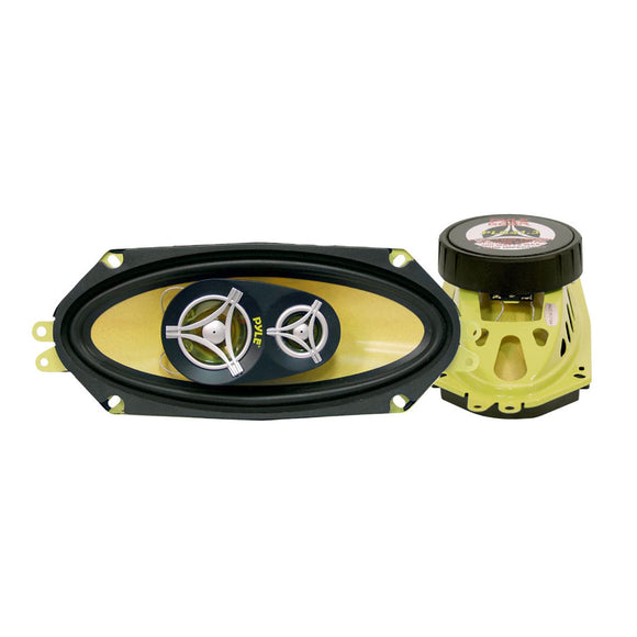 Pyle Bocinas para Auto 3 vías, estéreo - Pro 4x10, 300 Watts, Altavoces, tweeters, imán de 45 oz, Profundidad de Montaje 2.45 pulg. Compatible (Par)