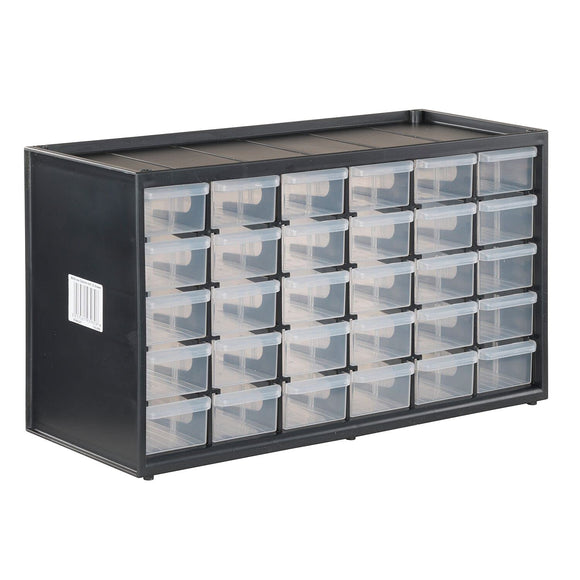 ▶ CRAFTSMAN - Organizador de almacenamiento, sistema modular de almacenamiento de 30 cajones pequeños, fácil de apilar (CMST40730), negro, blanco