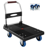 Carretilla Plegable con Ruedas Azules de 4 Pulgadas, Capacidad de Carga 260KG, Carretilla for Transporte Pesado(BLACK)
