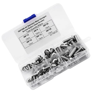 Cabeza Zócalo Tapa Tornillos,60pcs M6 Botón de acero inoxidable Botón Heavy tornillos Tornillos Accesorios con caja de plástico