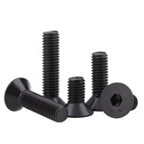 HanTof - Juego de 125 tornillos hexagonales de cabeza plana de acero de aleación de grado 10.9, tornillos M3 x 8/12/16/20/25 mm, tornillos hexagonales de cabeza Allen con llave hexagonal, acabado de