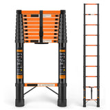 ▶ Escalera Telescópica Recta 3.9 M, Escaleras Plegables para Casa Retractil y Portátil, Escaleras Multiposiciones de Acero Carbono, Fuerte y Duradero, Altura Ajustable, con Bloqueo De Escalón