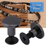 🔩 Remaches De Tornillo, 20 Juegos De Tornillos De Bolsa De Remaches, Tornillos Chicago De Cabeza Plana De Latón Negros, Perno De Metal Para Cinturón Plano, Kit De Remaches De Cuero(5mm)