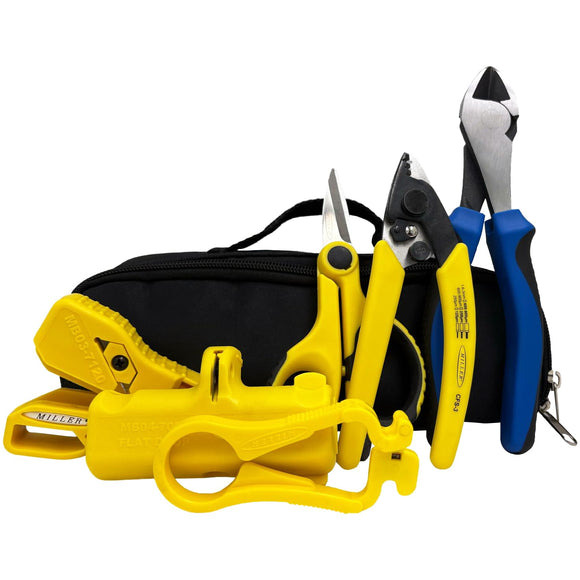 Miller FTTX - Kit de preparación de extremo de caída plano - Juego portátil de fibra óptica todo en uno para electricistas profesionales, técnicos e instaladores