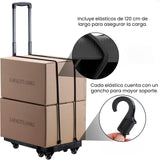 Carretilla de Carga 230 Kg: Carrito Portátil con 6 Ruedas, Ideal para Mudanzas, Diablito de Carga Plegable Diseño Expansible y Compacto, Incluye Cuerda Elástica, Negra.