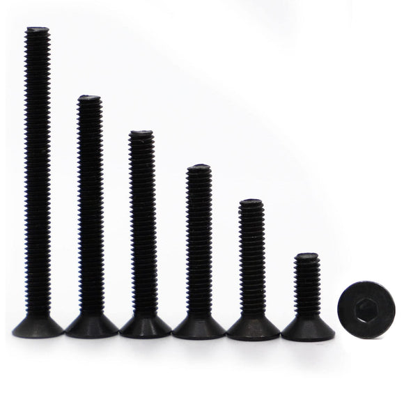 Mutai Tornillo hexagonal Allen DIN7991 M2 M2.5 M3 M4 M5 M6 M8 M10 M12 Grado negro 10.9 Tornillo hexagonal de acero con cabeza avellanada plana (Color : 16mm_M2.5 50pcs)